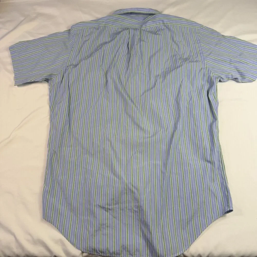 Ralph Lauren Polo Men M Button Up Shirt Blue Green Preppy Striped